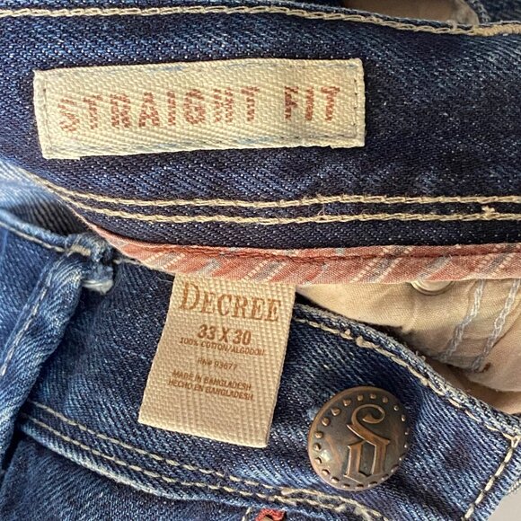 Degree Straight Fit Men's Jeans Size 33x30 Distressed Flap Pocket Dark Wash - Picture 8 of 16